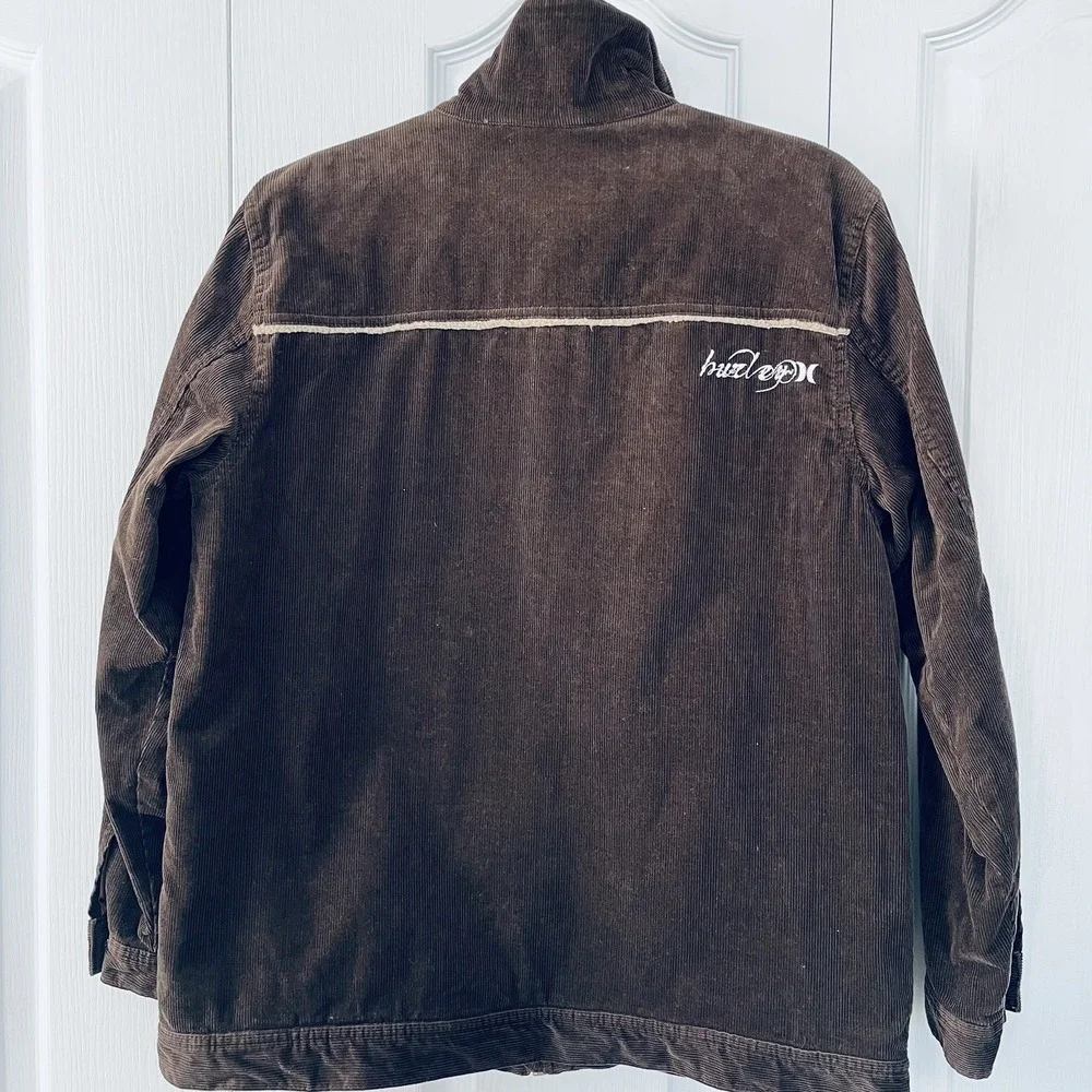 Hurley Jacket Youth Brown Corduroy Sherpa Collar Trucker Barn Coat Sz XL